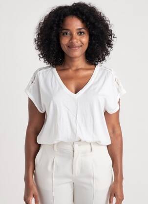 Top manches courtes manches courtes blanc MISE AU GREEN femme