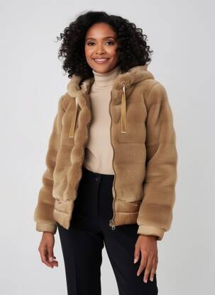 Doudoune poches a capuche marron VIRGINIA BLU' femme