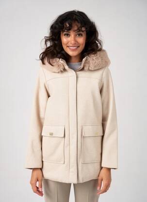 Manteau court capuche a capuche beige VIRGINIA BLU' femme
