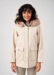 Manteau court capuche a capuche beige VIRGINIA BLU' femme