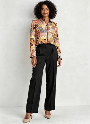 Chemisier coupe cintrée manches longues marron TINTA femme