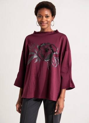Sweat-shirt sérigraphie manches longues violet BETTY BARCLAY femme