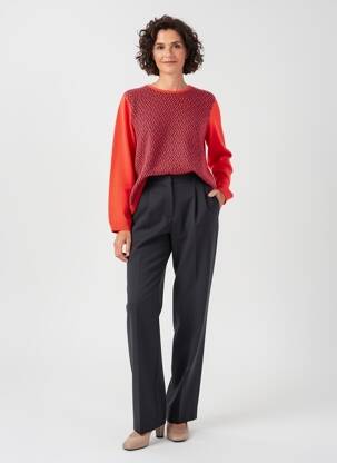 Pull coupe droite manches longues rouge I.ODENA femme