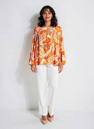Blouse imprimé fantaisie manches longues orange BY COCO femme