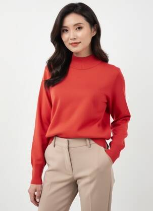 Pull stretch manches longues orange FRANK WALDER femme