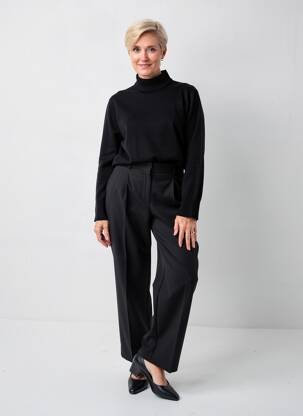 Pull stretch manches longues noir FRANK WALDER femme
