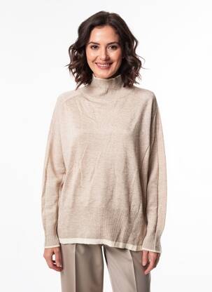 Pull tissage chiné manches longues marron ESCORPION femme