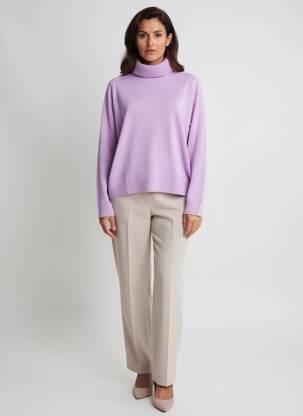 Pull col roulé stretch manches longues rose ESCORPION femme