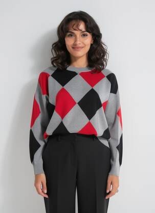 Pull tissage chiné manches longues gris ESCORPION femme