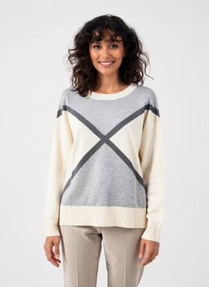 Pull tissage chiné manches longues beige ESCORPION femme