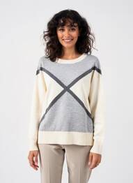Pull tissage chiné manches longues beige ESCORPION femme