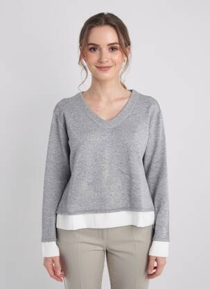 Pull tissage chiné manches longues gris ESCORPION femme