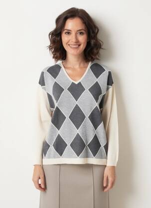 Pull tissage chiné manches longues gris ESCORPION femme