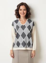 Pull tissage chiné manches longues gris ESCORPION femme