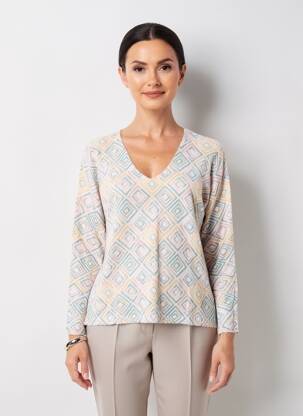 Pull coupe cintrée manches longues beige ESCORPION femme