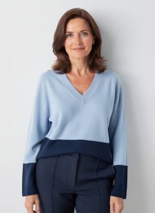 Pull col v manches longues bleu GERRY WEBER femme