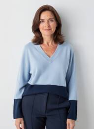 Pull col v manches longues bleu GERRY WEBER femme