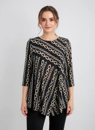 Tunique manches longues imprimé fantaisie noir JOSEPH RIBKOFF femme