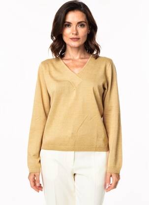 Pull coupe droite manches longues beige ESCORPION femme