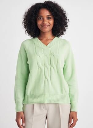 Pull coupe droite manches longues vert ESCORPION femme