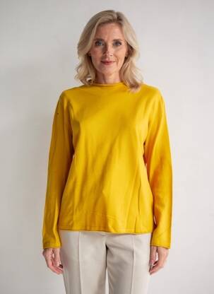 Pull coupe droite manches longues jaune FRANK WALDER femme