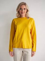 Pull col rond manches longues jaune FRANK WALDER femme