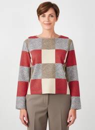 Pull col rond manches longues rouge FRANK WALDER femme