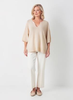 Pull coupe droite manches 3/4 beige GERRY WEBER femme