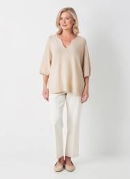 Pull col v manches 3/4 beige GERRY WEBER femme