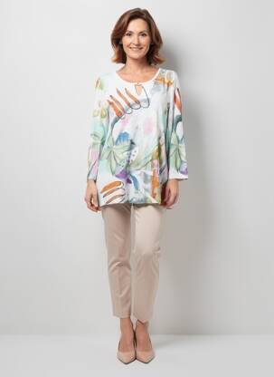 Tunique manches longues col rond blanc DOLCEZZA femme
