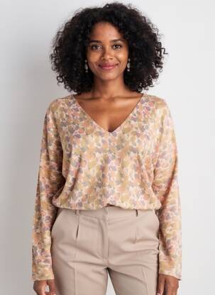 Pull coupe droite manches longues beige ESCORPION femme