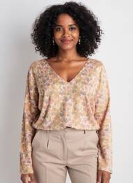 Pull col v manches longues beige ESCORPION femme
