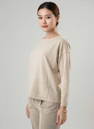 Pull coupe droite manches longues beige ESCORPION femme