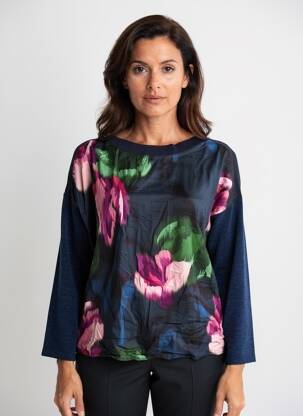Pull coupe droite manches longues bleu ESCORPION femme