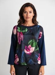 Pull col bateau manches longues bleu ESCORPION femme