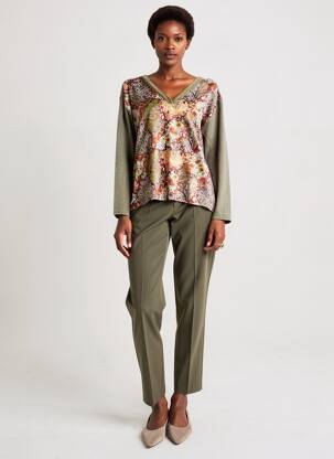 Pull coupe droite manches longues vert ESCORPION femme