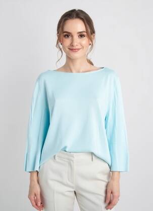 Pull coupe droite manches 3/4 bleu ESCORPION femme