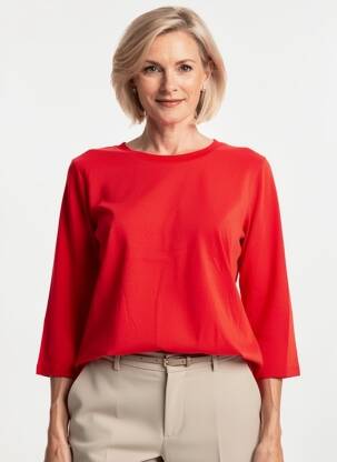 Top manches courtes manches courtes rouge FRANK WALDER femme