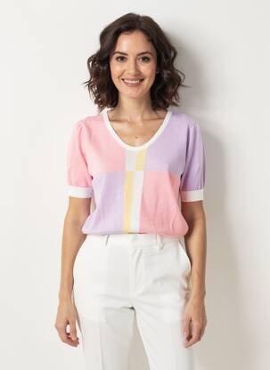Top imprimé fantaisie manches courtes rose ESCORPION femme
