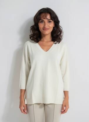 Pull col v manches 3/4 beige ESCORPION femme