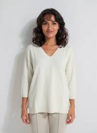 Pull col v manches 3/4 beige ESCORPION femme