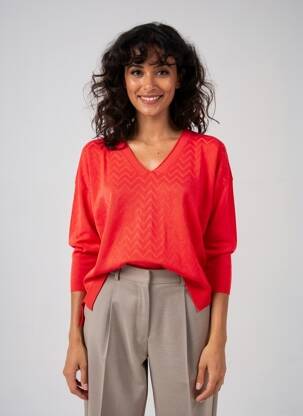 Pull col v manches 3/4 rouge ESCORPION femme