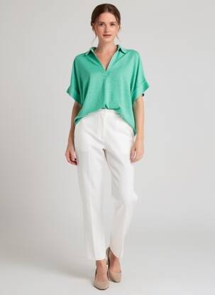 Polo coupe droite manches courtes vert ESCORPION femme
