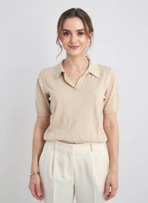 Polo coupe droite manches courtes beige ESCORPION femme