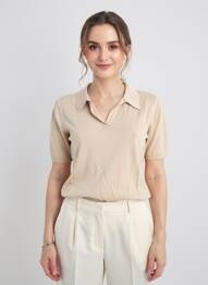 Polo coupe droite manches courtes beige ESCORPION femme