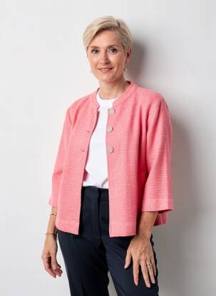 Veste casual col rond orange FRANK WALDER femme