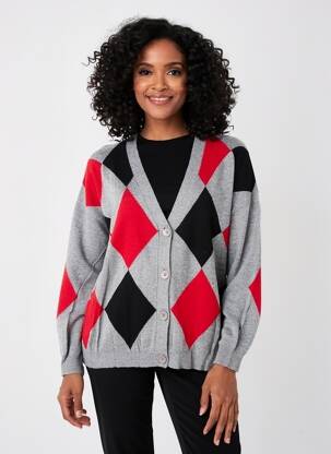 Gilet manches longues fermeture boutonnée sur le devant gris ESCORPION femme