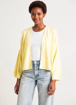 Gilet manches longues maille ajourée jaune ESCORPION femme