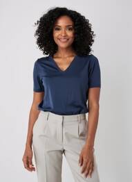 T-shirt col v manches courtes bleu ESCORPION femme