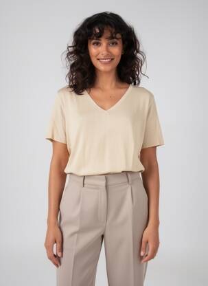 T-shirt coupe droite manches courtes beige ESCORPION femme